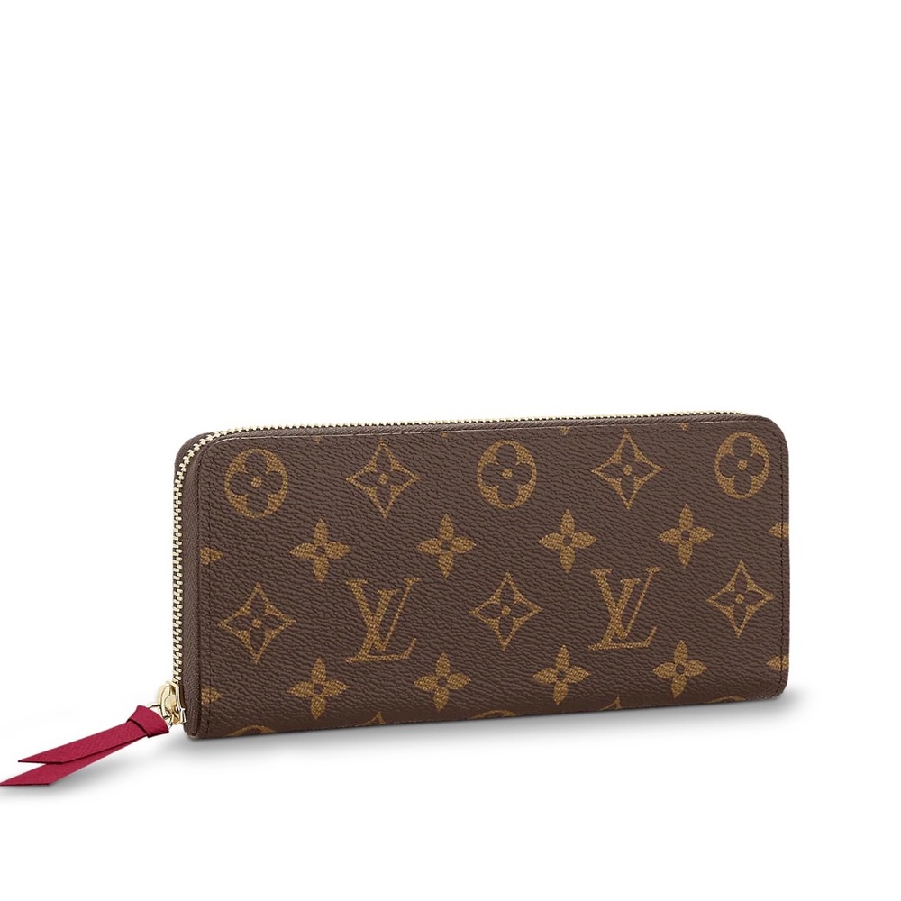 LOUIS VUITTON MONOGRAM CLEMENCE WALLET ZIP AROUND LONG FUCHSIA